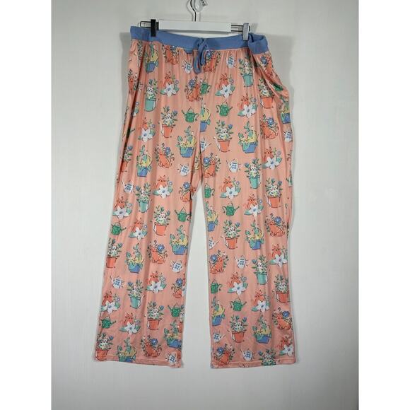 Nite Nite Munki Munki Pajama Pants Lot 2X Cats Garden Camper Soft Tie Waist - Picture 7 of 11